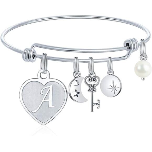 Initial Charm Bracelets for Women Gifts - Engraved 26 Letters Initial - Picture 6 of 6